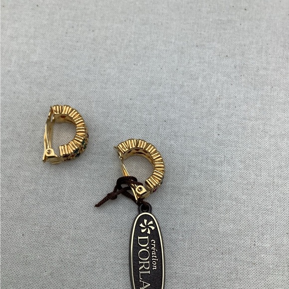 D’Orlan Gold Multi-Color Hoop clip Earrings - Picture 5 of 5